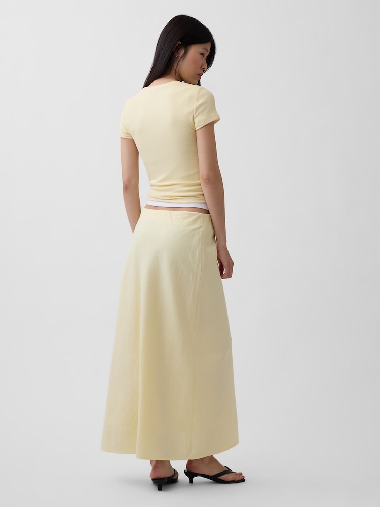 Gap Yellow Linen-Blend Maxi Slip Skirt - Image 2 of 4