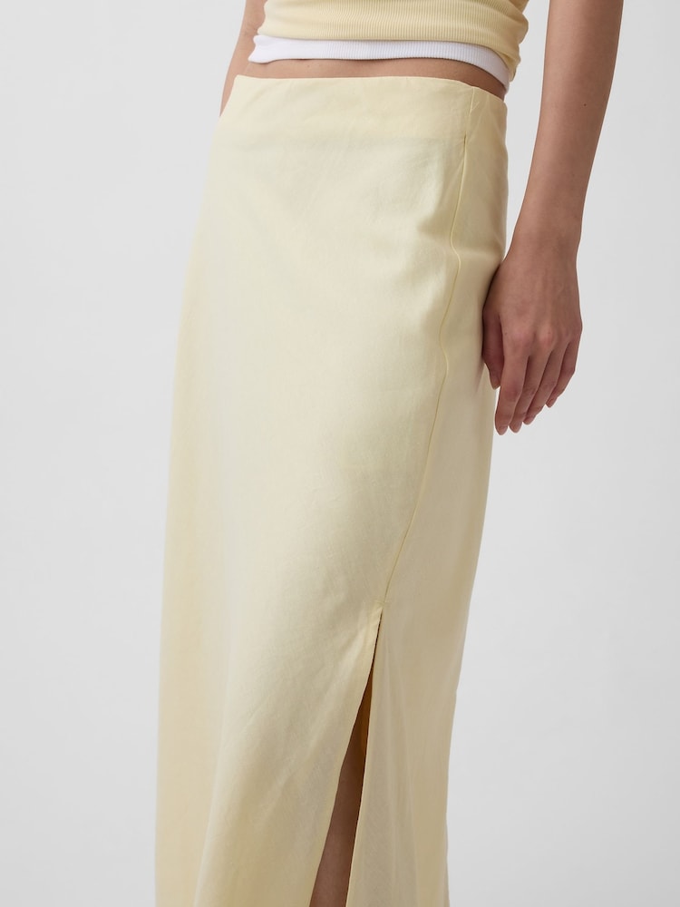 Gap Yellow Linen-Blend Maxi Slip Skirt - Image 4 of 4
