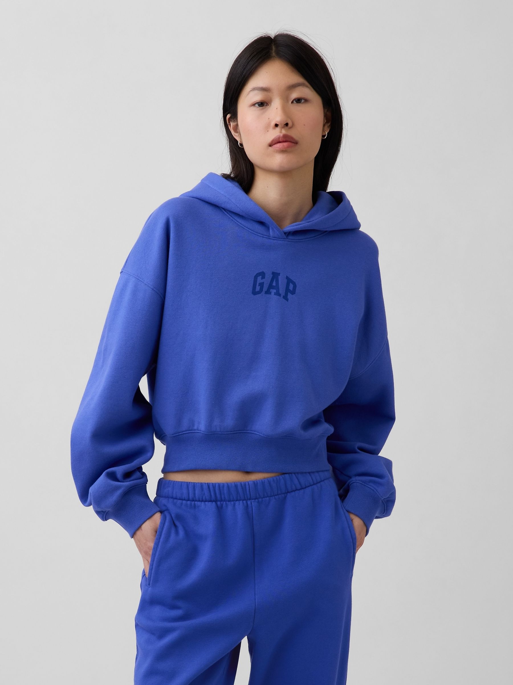 トップス Age Factory x CPG HOODIE - BLUE / L Buy Gap Blue Vintage Soft Oversized Crop Logo Hoodie from the Next