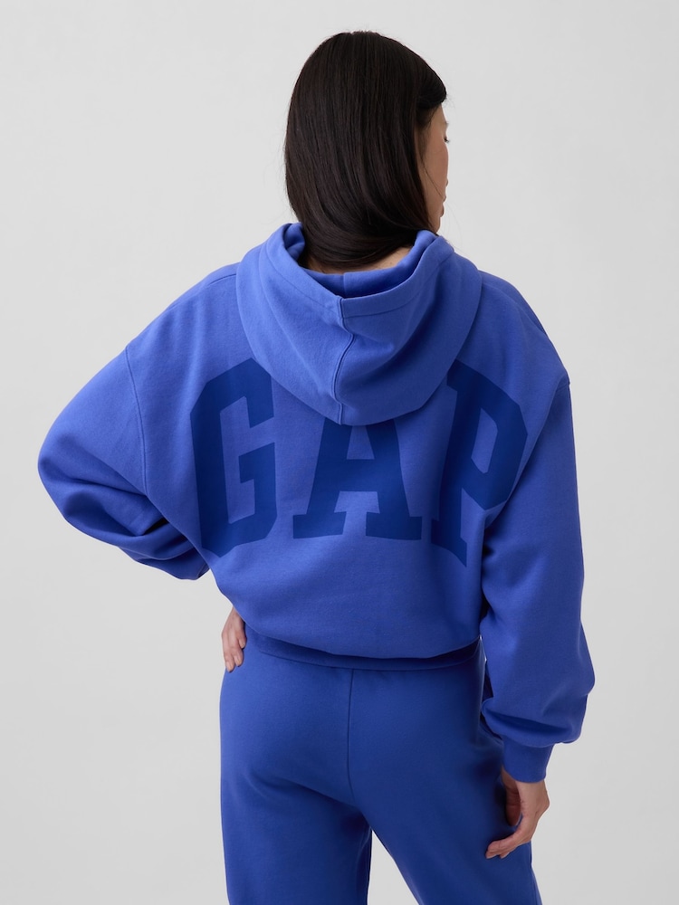 Gap Blue VintageSoft Oversized Crop Logo Hoodie - Image 2 of 5
