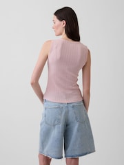 Gap Pink Pointelle Shell Vest - Image 2 of 3