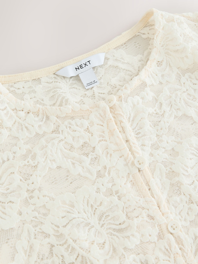 Ecru Long Sleeved Lace Cardigan - Image 8 of 8