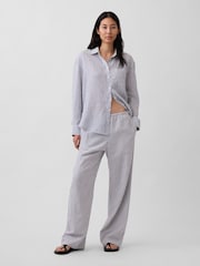 Dungi albastre - Gap Linen-Blend Relaxed Wide-Leg Trousers - Imaginea 3 din 4