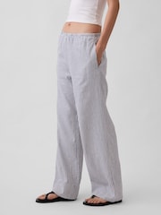 Dungi albastre - Gap Linen-Blend Relaxed Wide-Leg Trousers - Imaginea 4 din 4