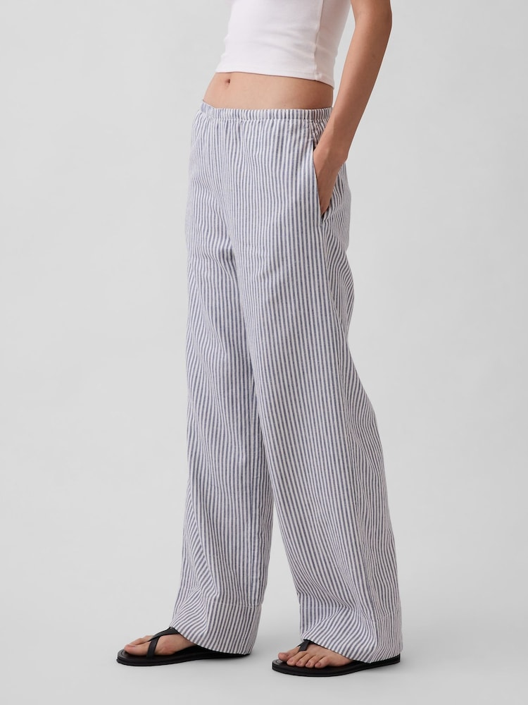 Dungi albastre - Gap Linen-Blend Relaxed Wide-Leg Trousers - Imaginea 4 din 4