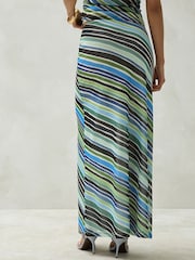 Blue/Green Stripe Mesh Maxi Skirt - Image 3 of 8