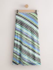 Blue/Green Stripe Mesh Maxi Skirt - Image 6 of 8