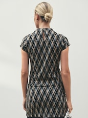 Grey/Blue Short Sleeved Check Top - Image 3 of 7