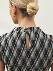 Grey/Blue Short Sleeved Check Top - Image 4 of 7