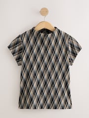 Grey/Blue Short Sleeved Check Top - Image 5 of 7