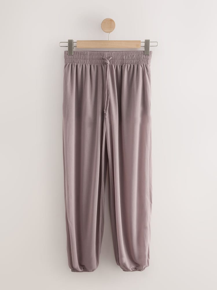 Mauve Purple Sheer Balloon Leg Tie Waist Trousers - Image 1 of 3 Mauve Purple Sheer Balloon Leg Tie Waist Trousers - Image 1 of 3