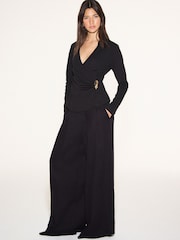 Black Long Sleeve V--Neck Hardwear Blouse - Image 2 of 8