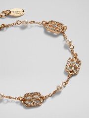 LK Bennett Metallic Logo Bracelet In Crystal And Gold - Image 2 of 2