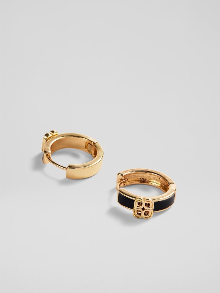 LK Bennett Metallic Logo Enamel Stud Earrings - Image 2 of 3