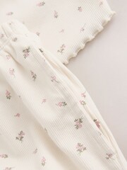 Pink/Cream Ditsy Floral Cotton Rib Lace Cami and Short Pyjamas - Image 8 of 8