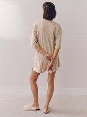 Neutral mit Streifen - Kurzes Pyjama-Set aus Baumwolle - Bild 3 von 7