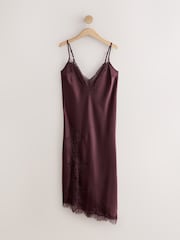 Chocolate Brown Lace Detail Satin Slip - Image 8 of 10