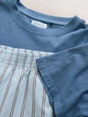 Blue Woven Stripe Short Pyjamas Set - Image 6 of 7