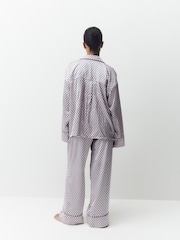 Cream Geometric Studio Satin Button Through Pyjamas - Image 4 of 9