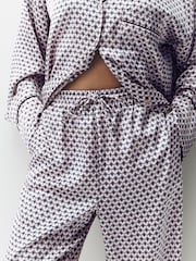 Cream Geometric Studio Satin Button Through Pyjamas - Image 6 of 9