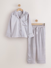 Cream Geometric Studio Satin Button Through Pyjamas - Image 7 of 9