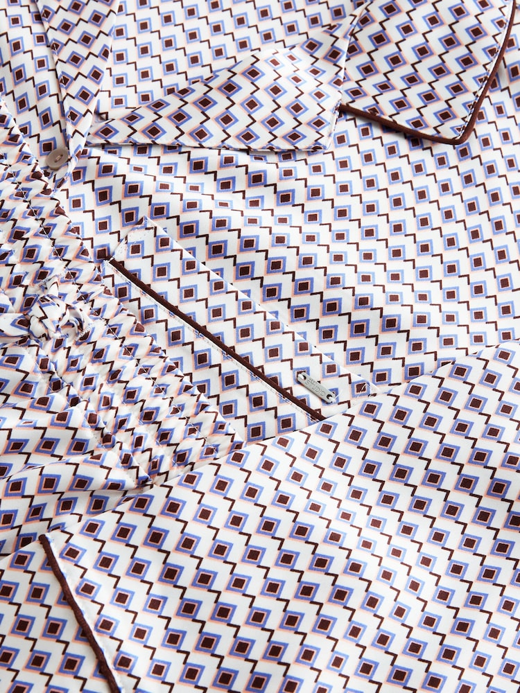 Cream Geometric Studio Satin Button Through Pyjamas - Image 9 of 9 Cream Geometric Studio Satin Button Through Pyjamas - Image 9 of 9