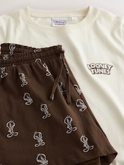 Ecru/Brown Looney Tunes - Kurzes Pyjama-Set - Bild 7 von 8
