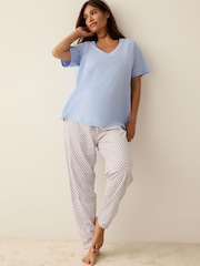Blue Geometric Maternity Short Sleeve Pyjamas - Image 1 of 9