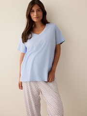 Blue Geometric Maternity Short Sleeve Pyjamas - Image 3 of 9