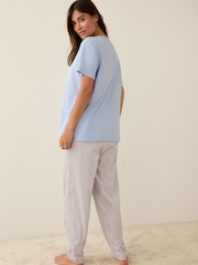 Blue Geometric Maternity Short Sleeve Pyjamas - Image 4 of 9