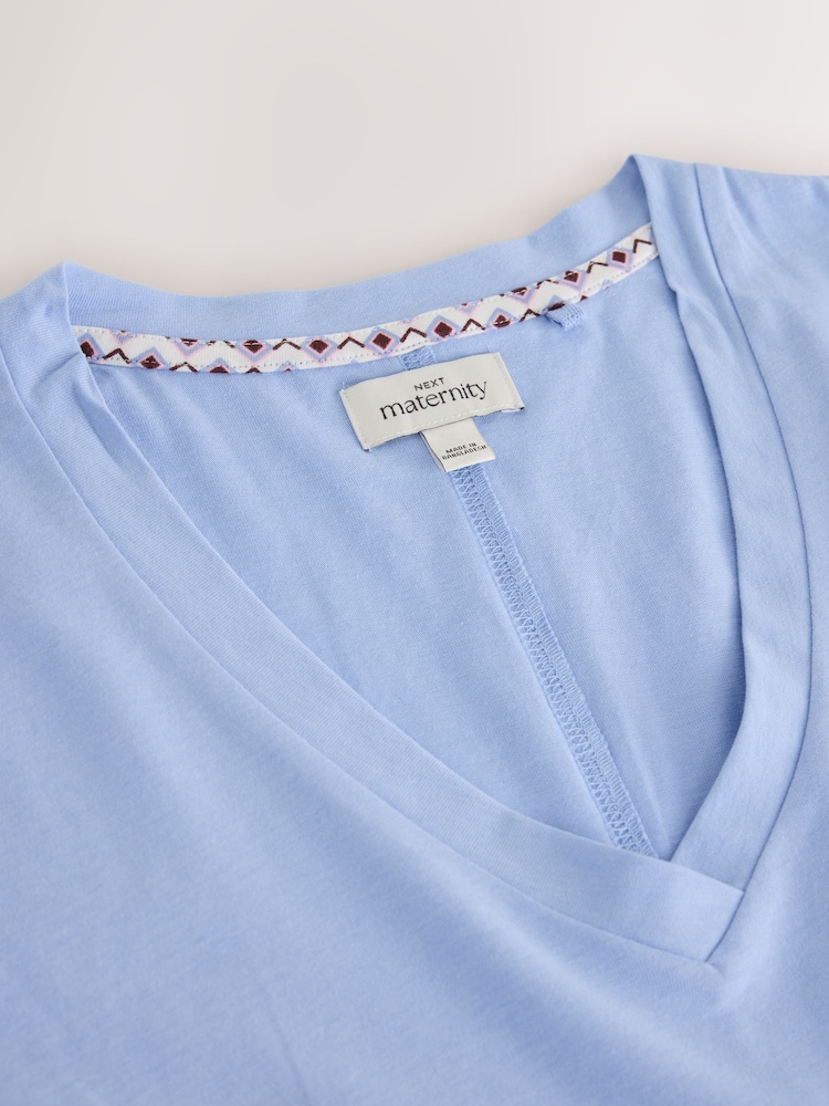 Blue Geometric Maternity Short Sleeve Pyjamas - Image 9 of 9