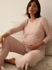 Pink Maternity Jersey Long Sleeve Pyjamas - Image 1 of 9