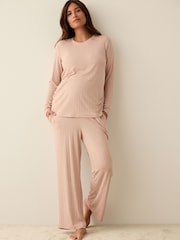 Pink Maternity Jersey Long Sleeve Pyjamas - Image 2 of 9