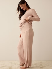 Pink Maternity Jersey Long Sleeve Pyjamas - Image 4 of 9