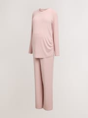 Pink Maternity Jersey Long Sleeve Pyjamas - Image 6 of 9