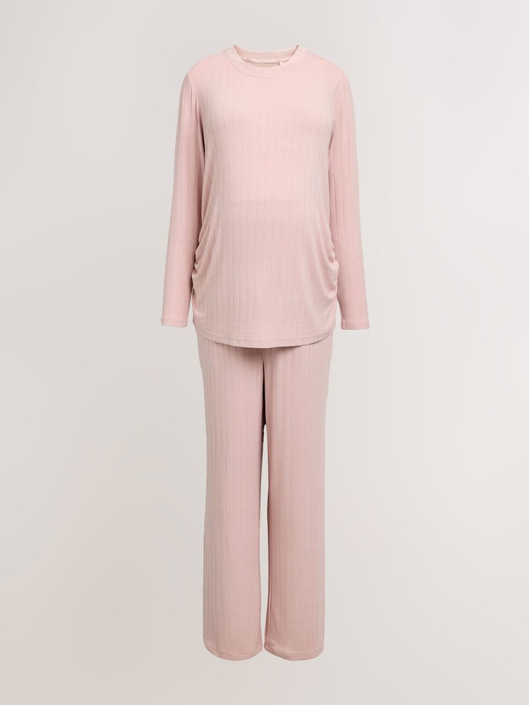 Pink Maternity Jersey Long Sleeve Pyjamas - Image 9 of 9