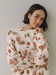 Cream Autumnal Hamish The Highland Cow Cotton Long Sleeve Pyjamas - Image 4 of 8