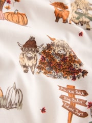 Cream Autumnal Hamish The Highland Cow Cotton Long Sleeve Pyjamas - Image 7 of 8
