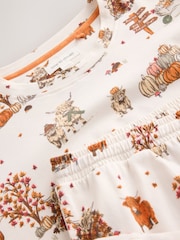 Cream Autumnal Hamish The Highland Cow Cotton Long Sleeve Pyjamas - Image 8 of 8