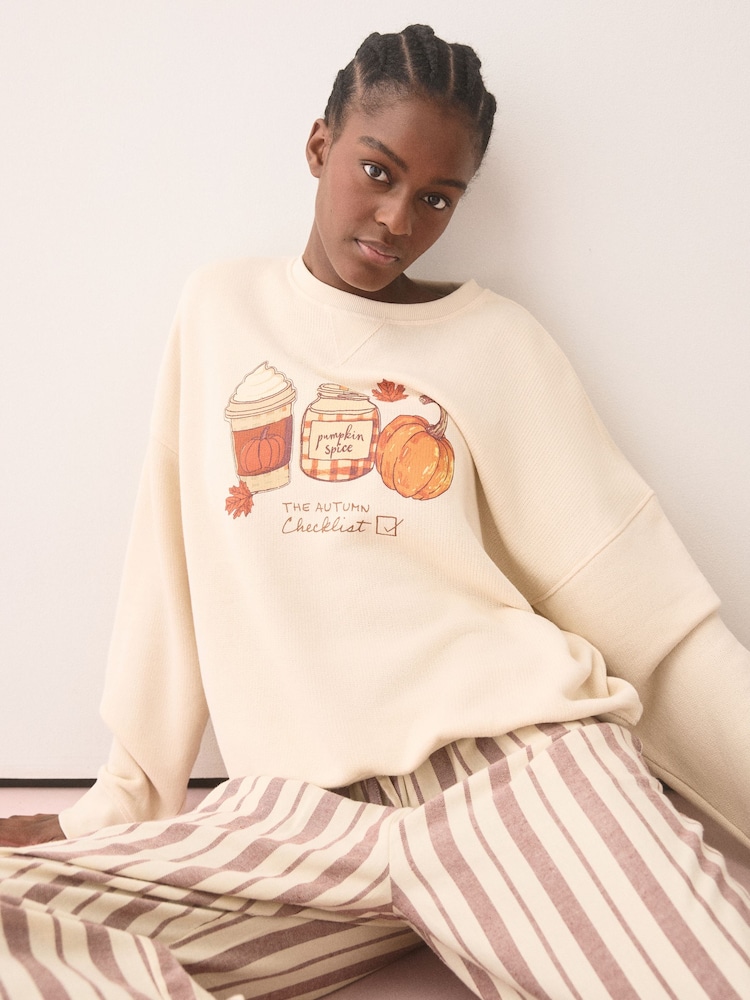 Oatmeal Autumnal Sweatshirt and Flannel Pyjamas - Image 5 of 5 Oatmeal Autumnal Sweatshirt and Flannel Pyjamas - Image 5 of 5