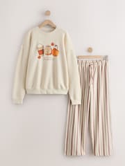 Oatmeal Autumnal Sweatshirt and Flannel Pyjamas - Image 6 of 8