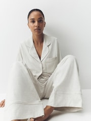 Grey Stripe Jersey Button Through Pyjamas - Image 1 of 9