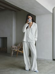Grey Stripe Jersey Button Through Pyjamas - Image 2 of 9