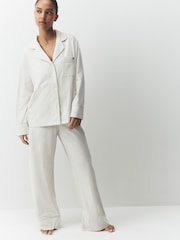 Grey Stripe Jersey Button Through Pyjamas - Image 3 of 9
