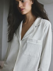 Grey Stripe Jersey Button Through Pyjamas - Image 8 of 9