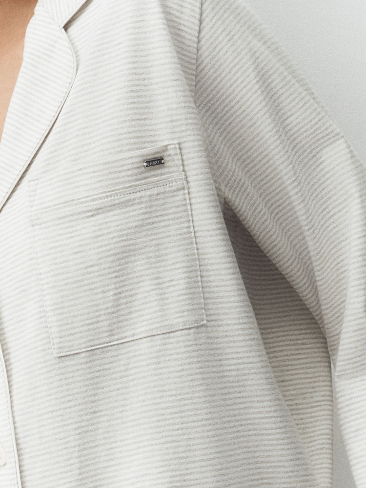 Grey Stripe Jersey Button Through Pyjamas - Image 9 of 9 Grey Stripe Jersey Button Through Pyjamas - Image 9 of 9
