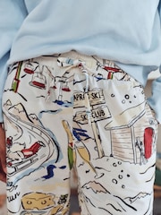 Light Blue Map Print Matching Family Christmas Sweatshirt and Flannel Pyjamas - Image 4 of 6