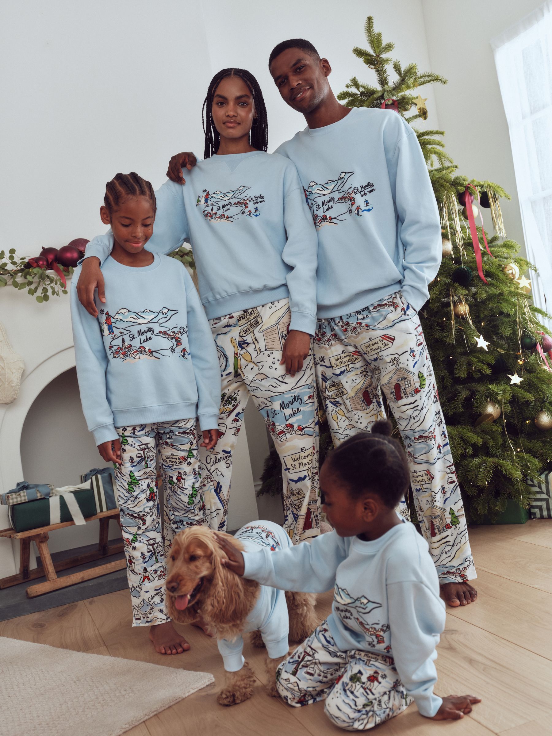 Buy Light Blue Map Print Matching Family Christmas Sweatshirt and