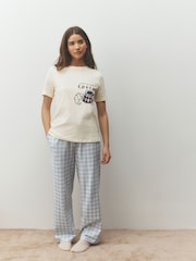 Blue Coffee Mugs/ Gingham Print Short Sleeve Pyjamas - Image 1 of 15