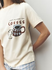 Blue Coffee Mugs/ Gingham Print Short Sleeve Pyjamas - Image 4 of 15